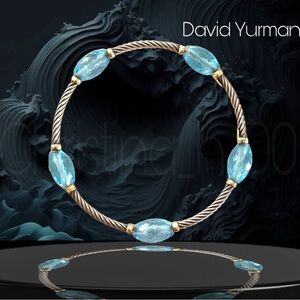RARE David Yurman bijoux 18k blue topaz station bangle